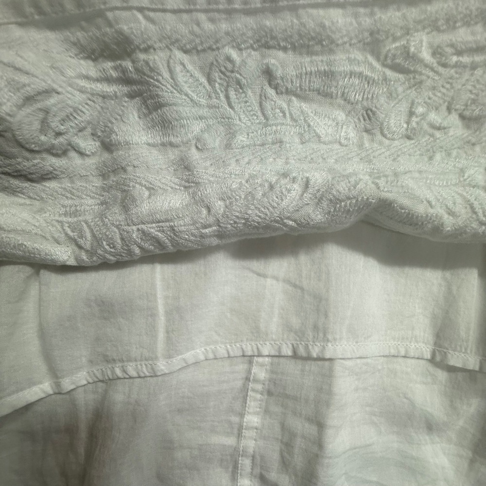 Pure Jill Elements White Linen Embroidered Sleeveless Tunic Dress Medium Coastal - Picture 10 of 15